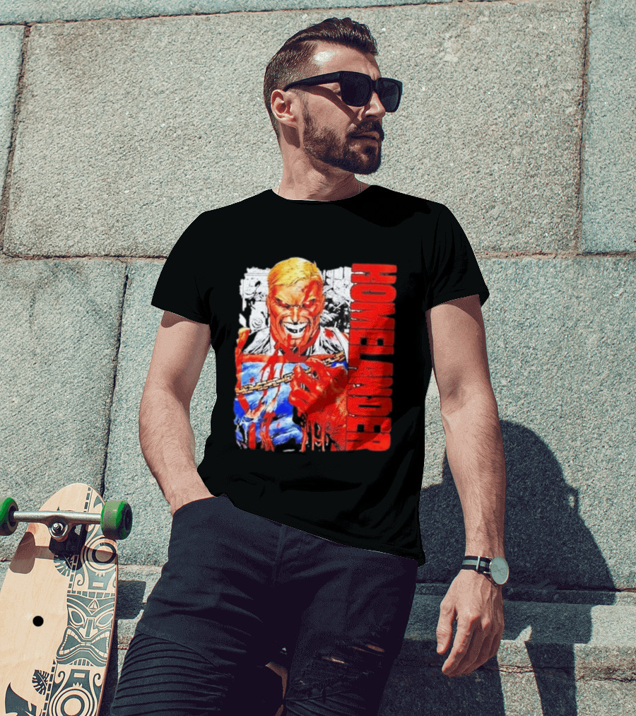 Homelander The Boys Superhero Cartoon Blood Splattered Image T-Shirt