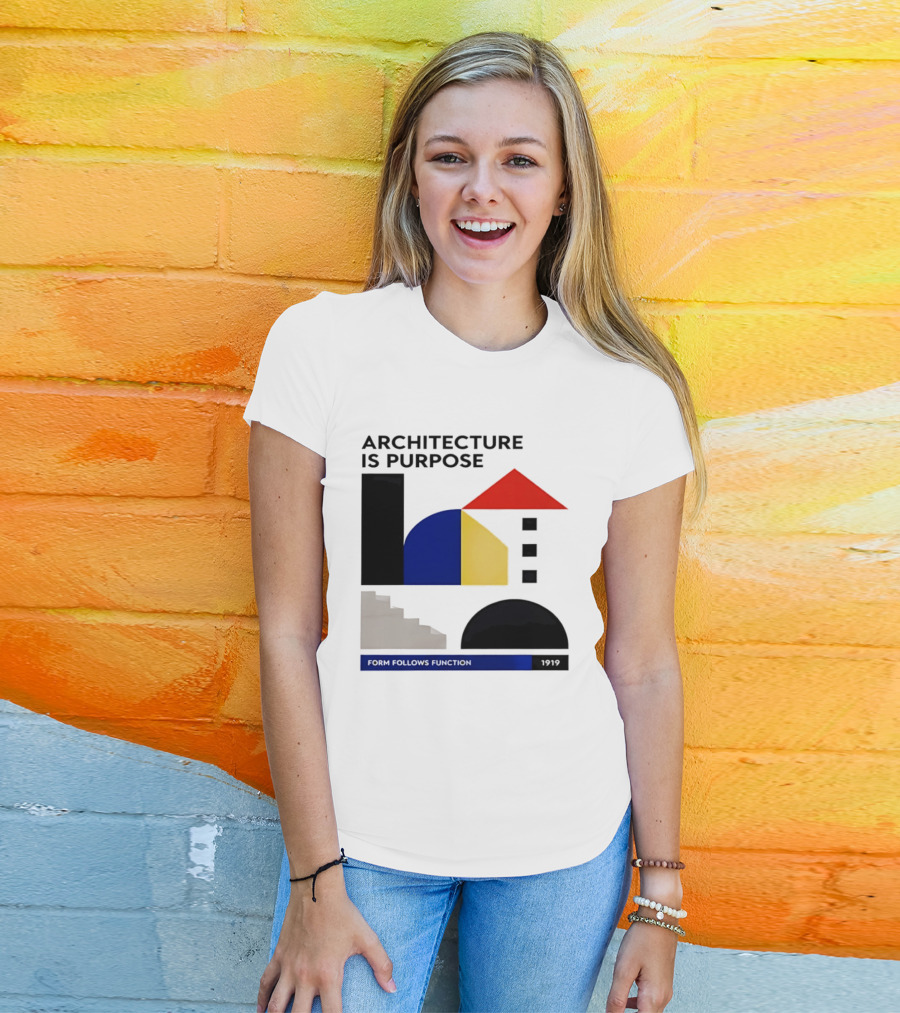 Architecture Is Purpose Form Follows Function 1919 Bauhaus Geometric Shapes T-Shirt