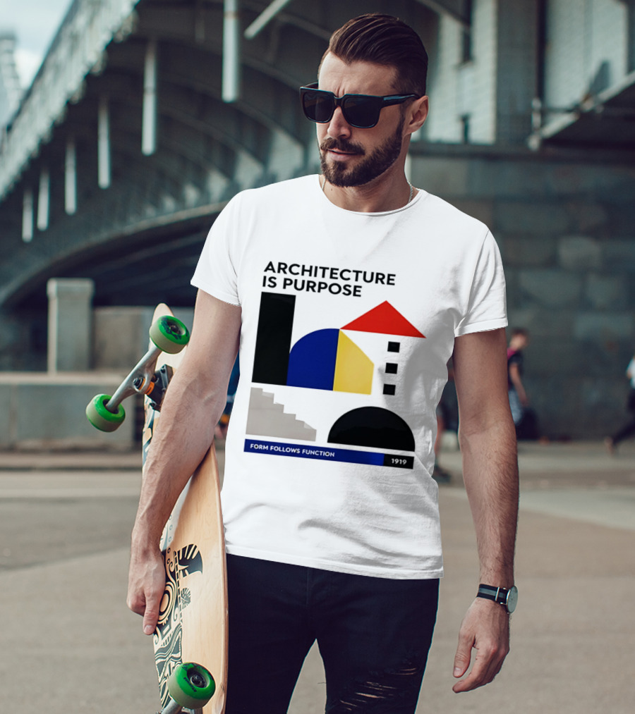 Architecture Is Purpose Form Follows Function 1919 Bauhaus Geometric Shapes T-Shirt