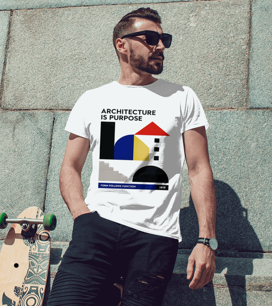 Architecture Is Purpose Form Follows Function 1919 Bauhaus Geometric Shapes T-Shirt
