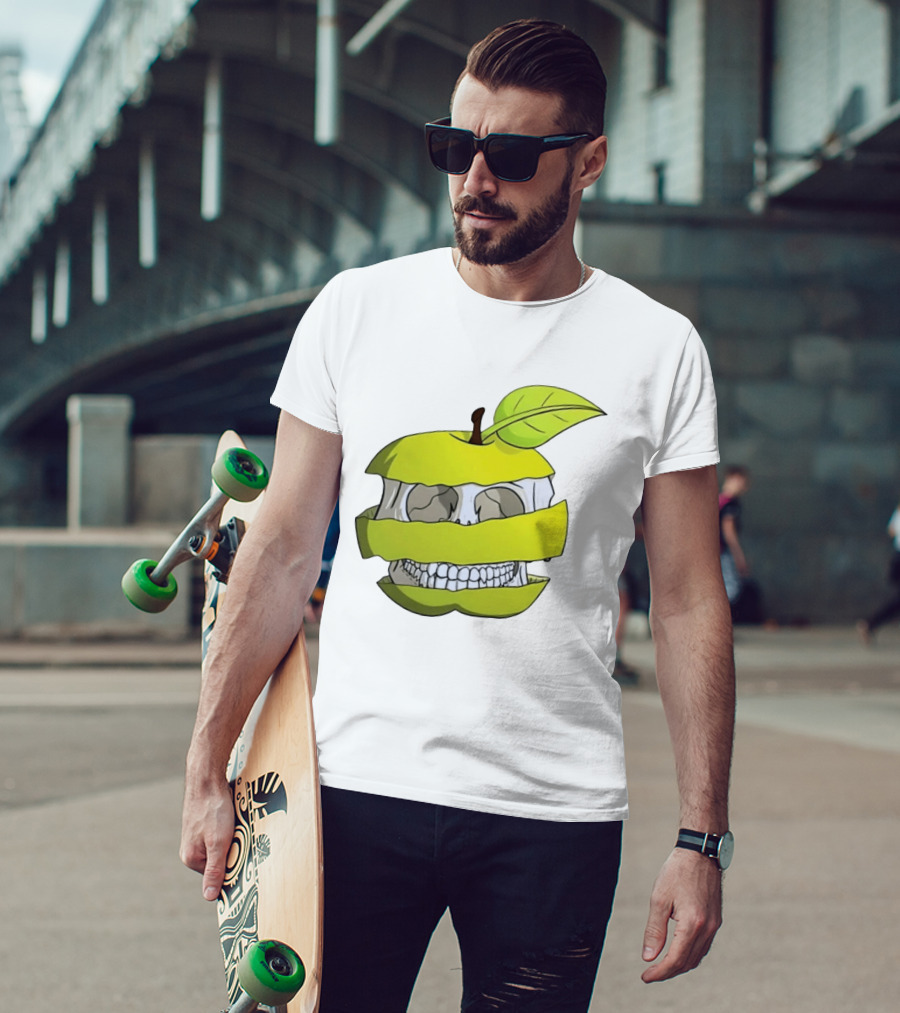 Skull Apple Forbidden Fruit Creative Slice T-Shirt