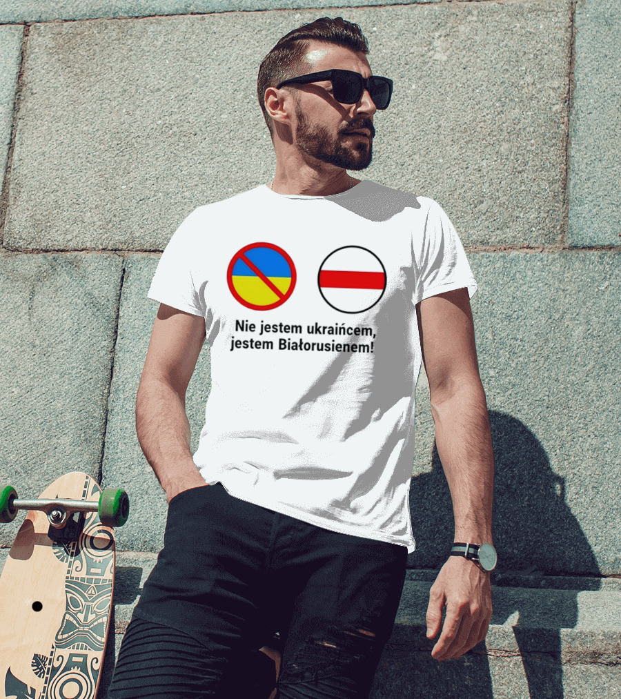 Nie Jestem Ukraińcem Jestem Białorusienem Symbol Z Flagi T-Shirt