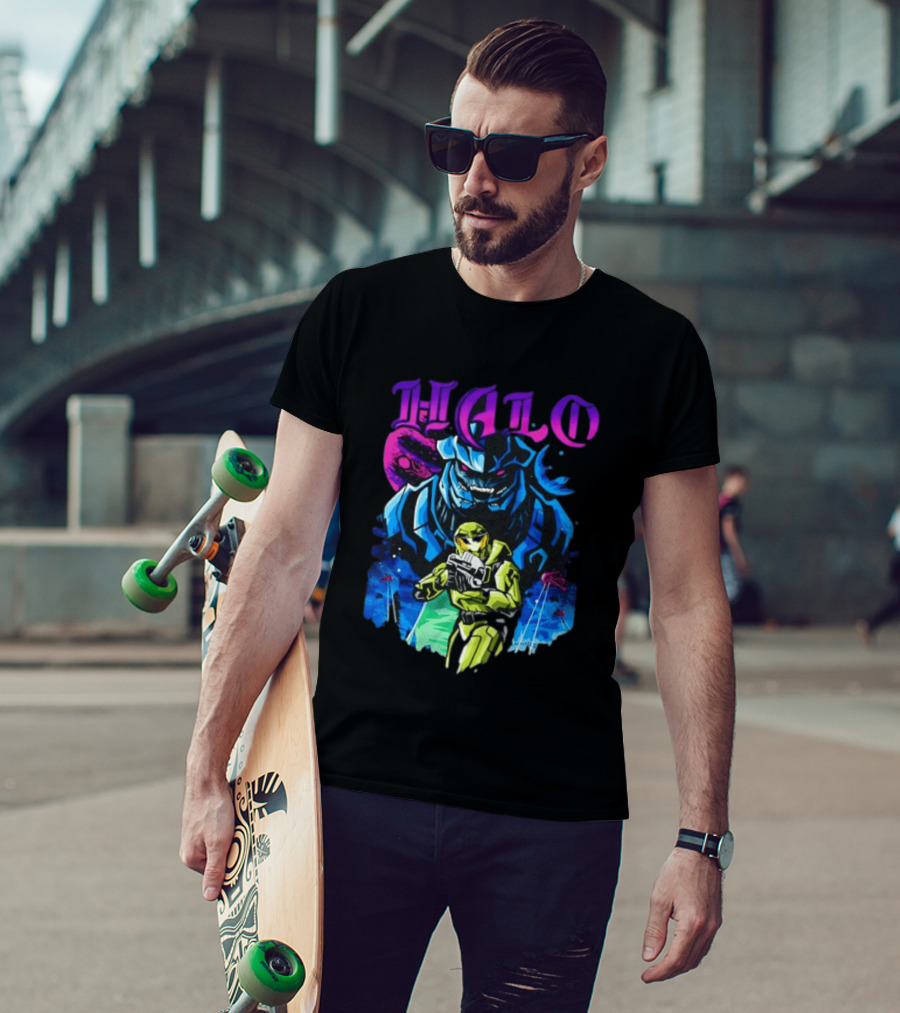 Halo Master Chief Arbiter Video Game Battle Scene T-Shirt