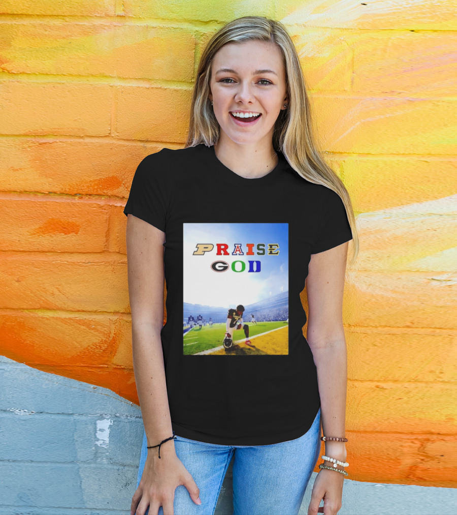 Texas AM Football Player No 7 Praise God Stadium Scene T-Shirt