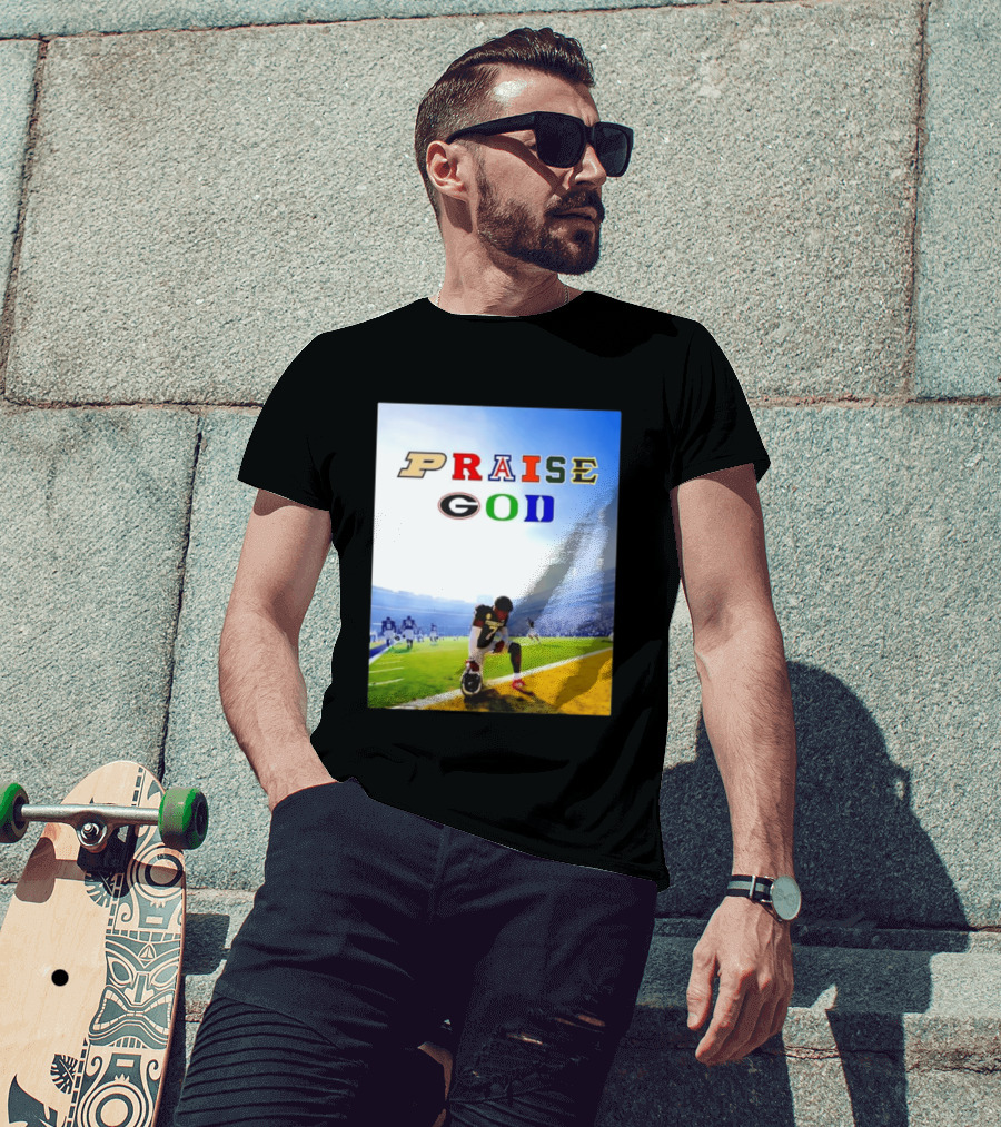 Texas AM Football Player No 7 Praise God Stadium Scene T-Shirt
