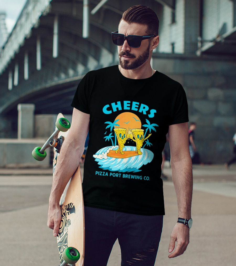 Pizza Port Brewing Co Cheers Surfing Pizza Wave T-Shirt