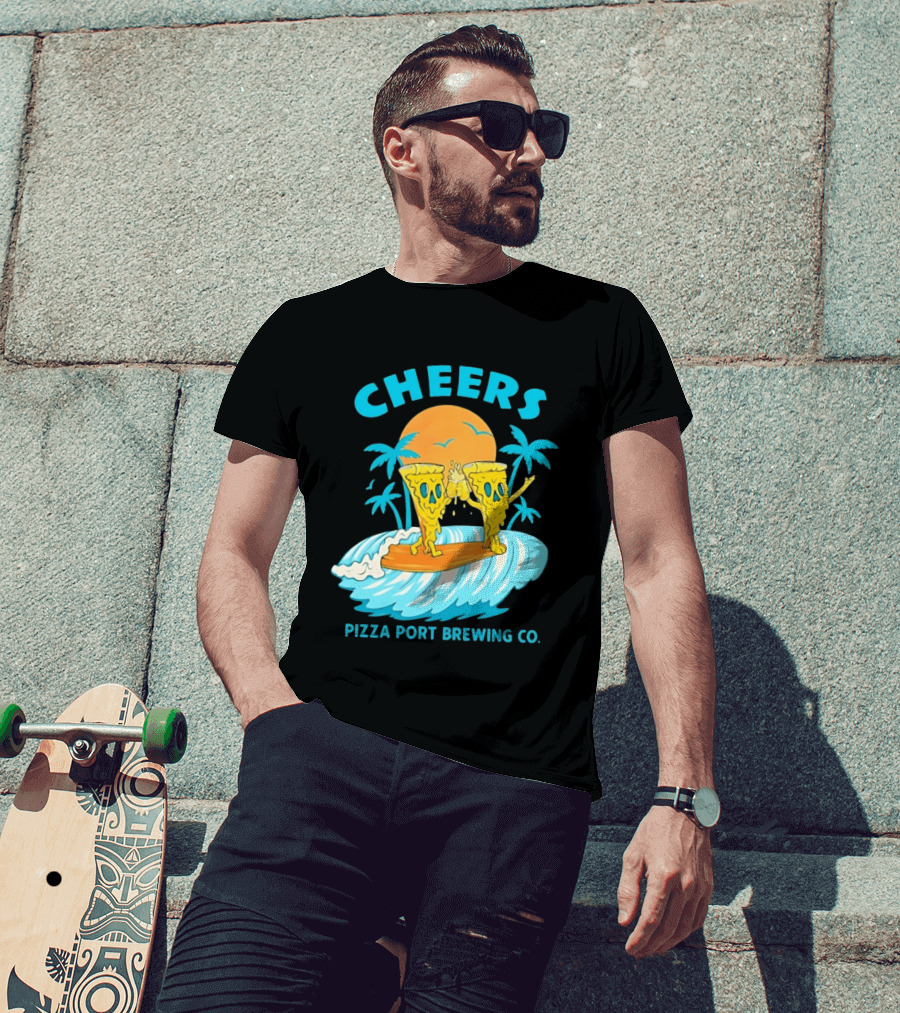Pizza Port Brewing Co Cheers Surfing Pizza Wave T-Shirt