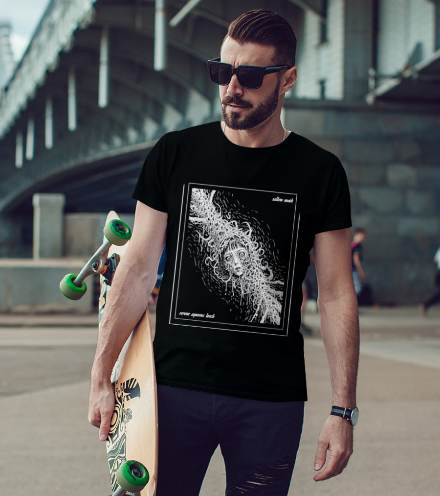 Sallow Moth Serene Aqueous Leech Surreal Horror Waveform T-Shirt