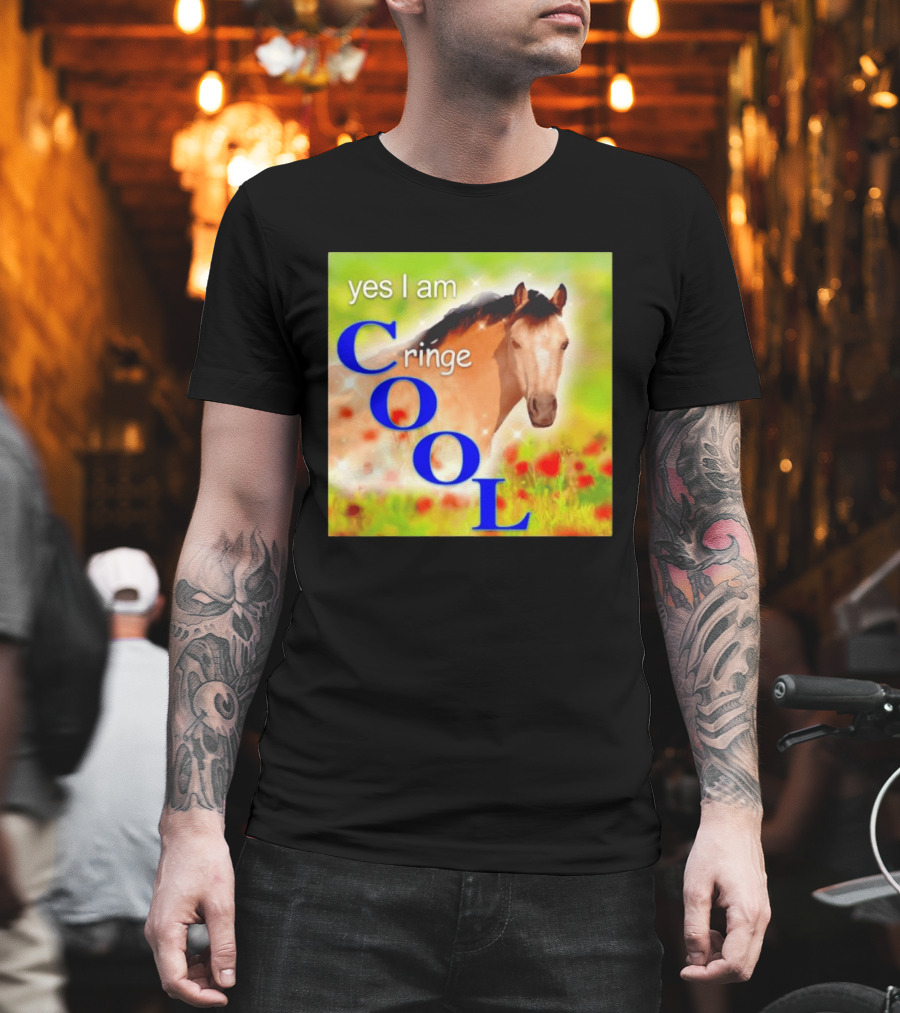 Yes I Am Cringe Cool Horse Meme Poppy Field T-Shirt