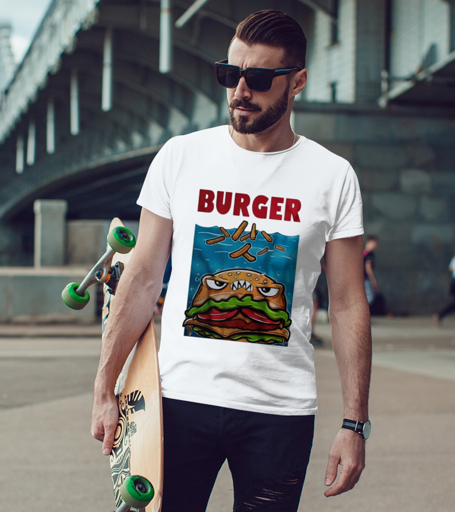 Angry Burger With Fries Burger T-Shirt