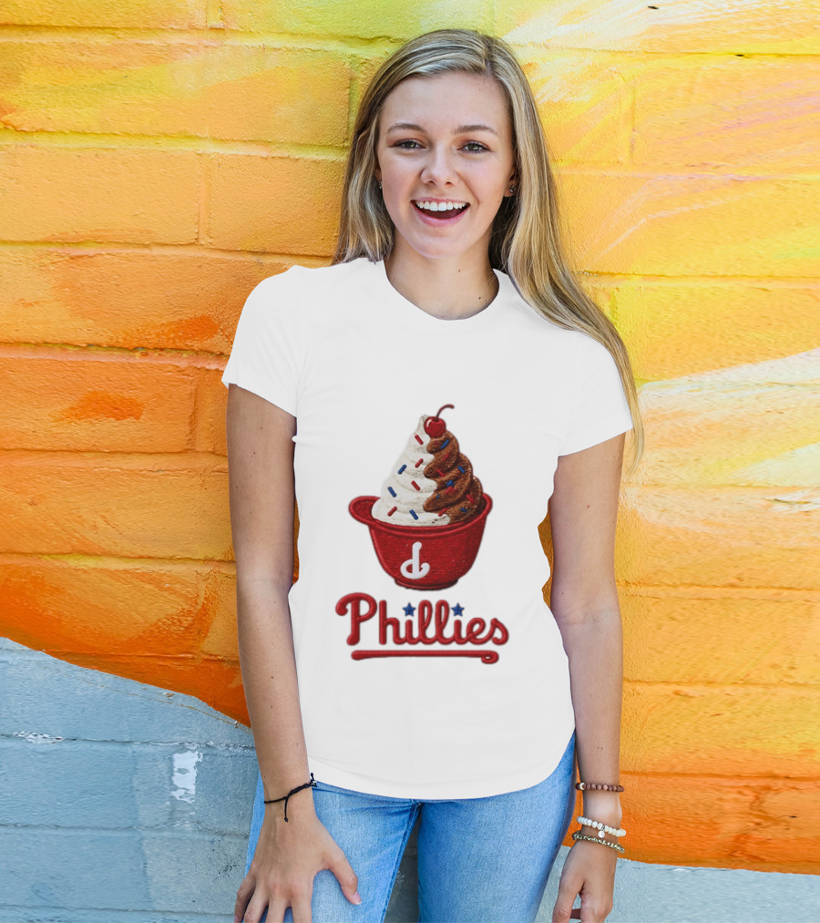 Philadelphia Phillies Ice Cream Sundae Embroidery Phillies T-Shirt