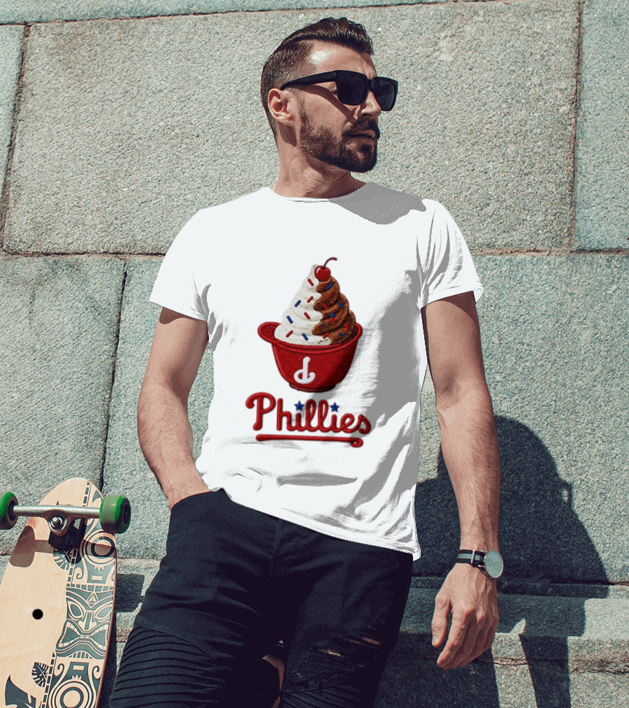 Philadelphia Phillies Ice Cream Sundae Embroidery Phillies T-Shirt