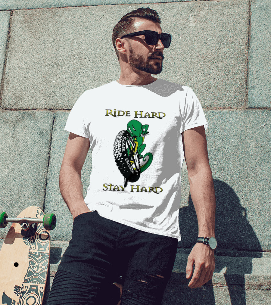 Sobe Chameleon Ride Hard Stay Hard Mountain Biking Tire Concept T-Shirt