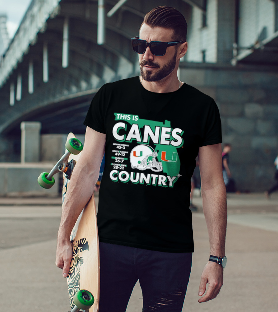 This Is Canes Country Miami Hurricanes Florida Map University Of Miami Football Helmet T-Shirt