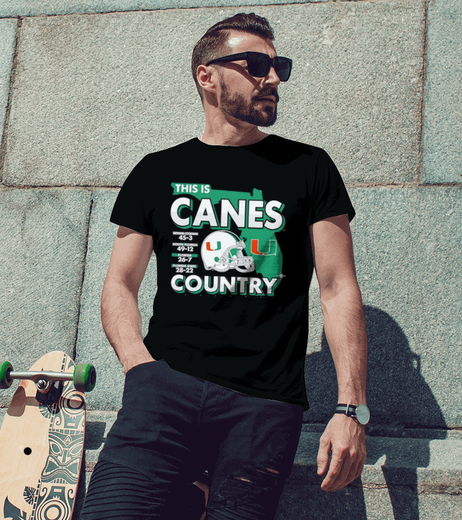 This Is Canes Country Miami Hurricanes Florida Map University Of Miami Football Helmet T-Shirt