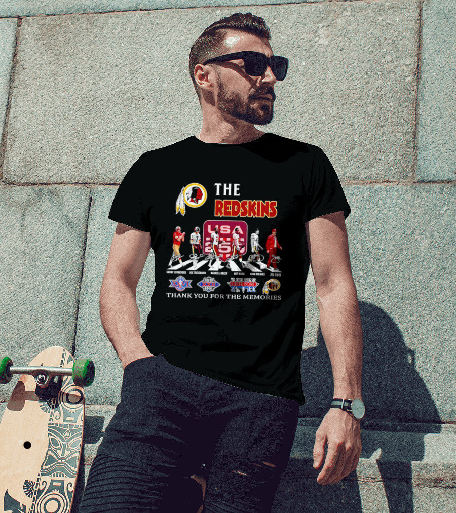 The Washington Redskins Legends Theismann Gibbs Jurgensen Green Monk Riggins Thank You For The Memories USA Redskins Super Bowl XVII XXII XXVI T-Shirt