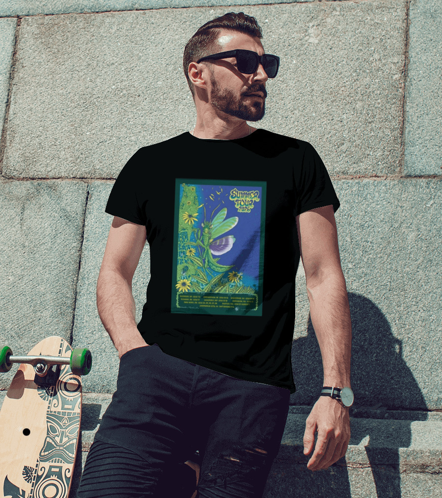 Phish Summer Tour 2026 Madison To Commerce City Dates Floral Grasshopper T-Shirt