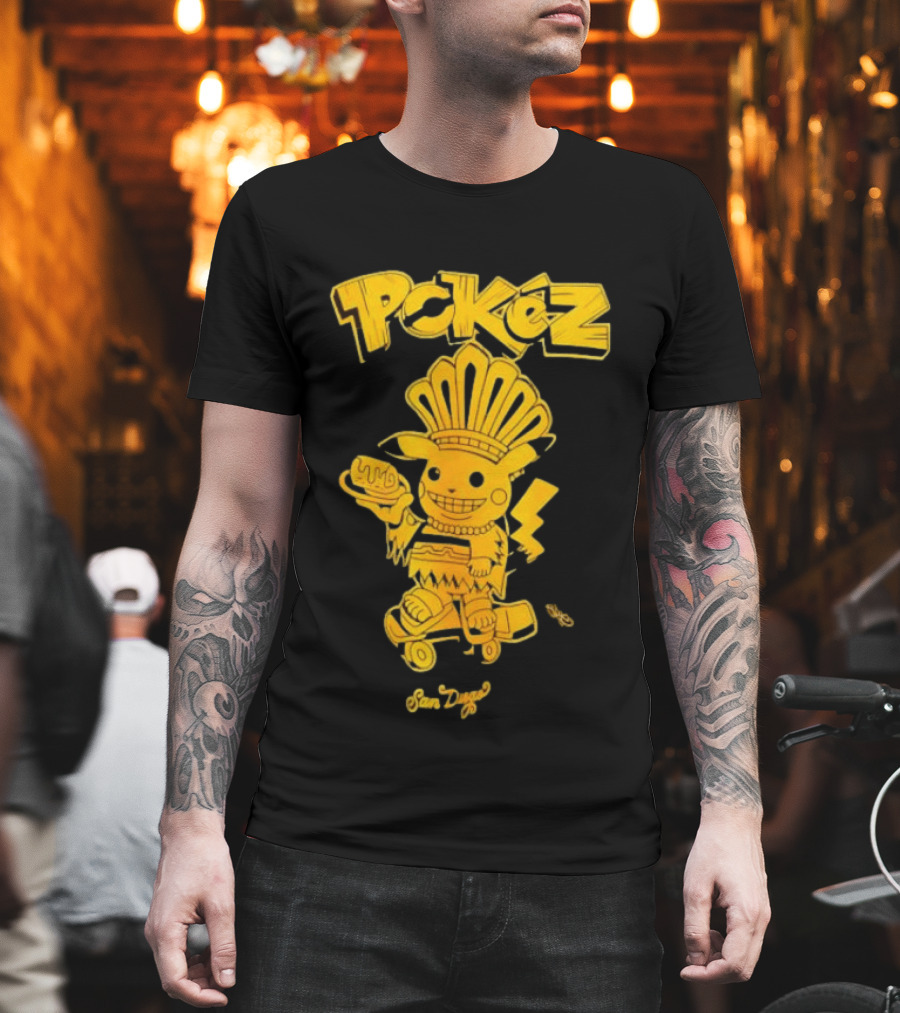 Pikachu Pokez San Diego Skateboard Taco Fun T-Shirt