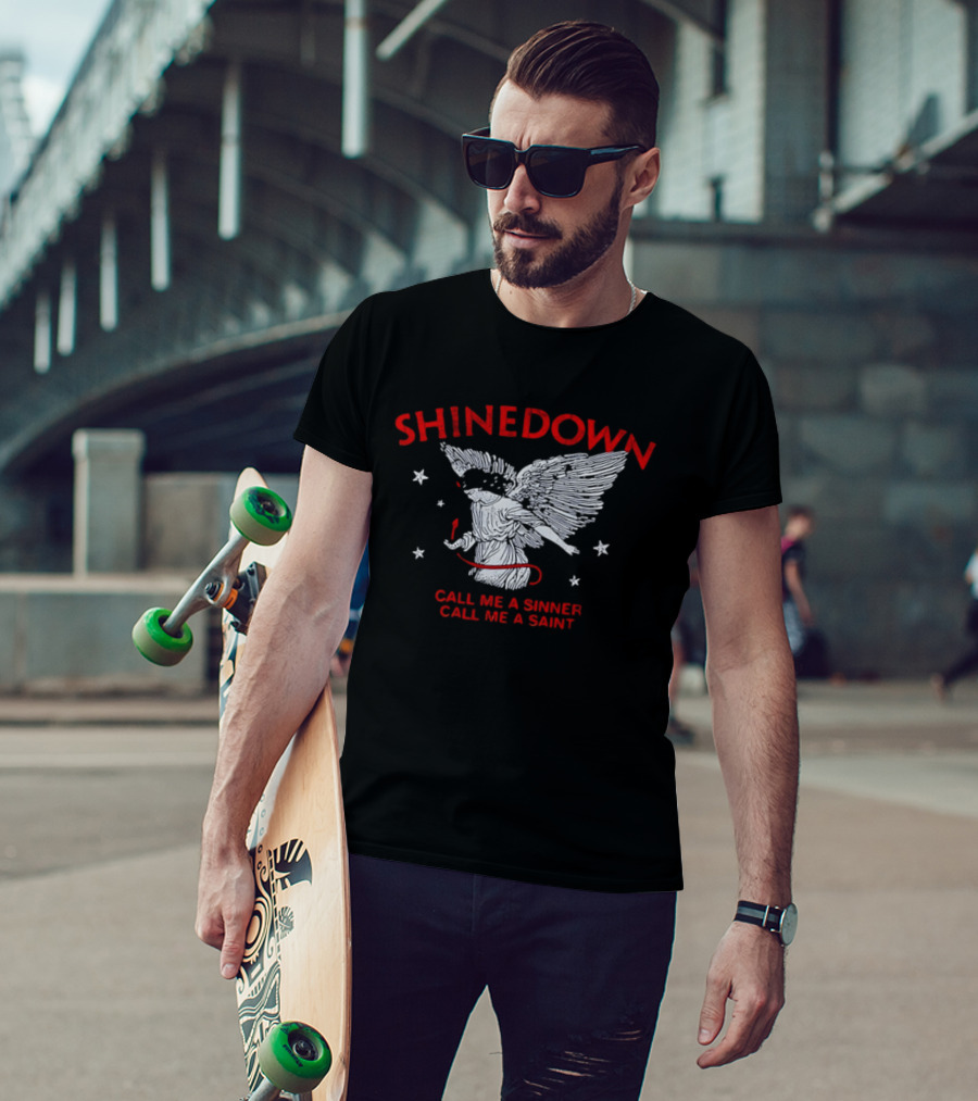 Shinedown Call Me A Sinner Call Me A Saint Angel Wings And Stars T-Shirt