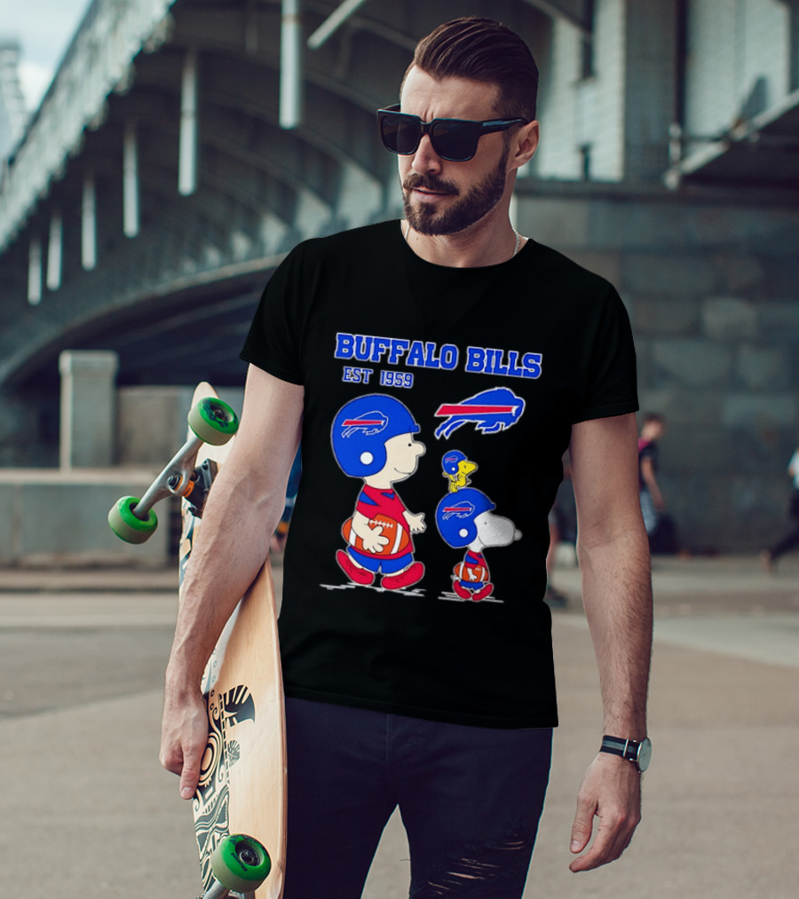 Buffalo Bills Est 1959 Charlie Brown Snoopy Peanuts Football Helmet T-Shirt