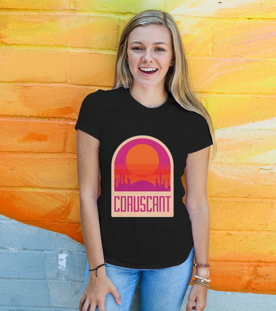 Coruscant Cityscape Star Wars Sci Fi Sunset Scene T-Shirt