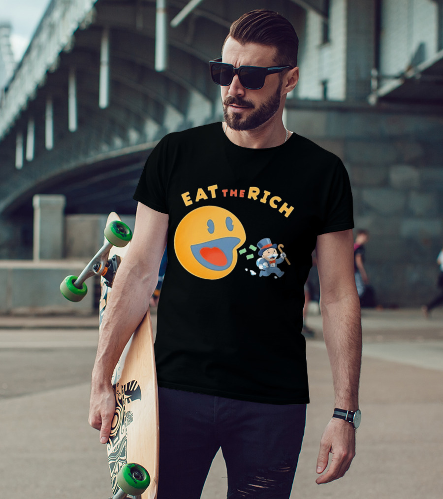 Eat The Rich Monopoly Man Pac Man Capitalism T-Shirt