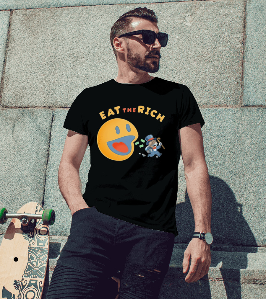 Eat The Rich Monopoly Man Pac Man Capitalism T-Shirt