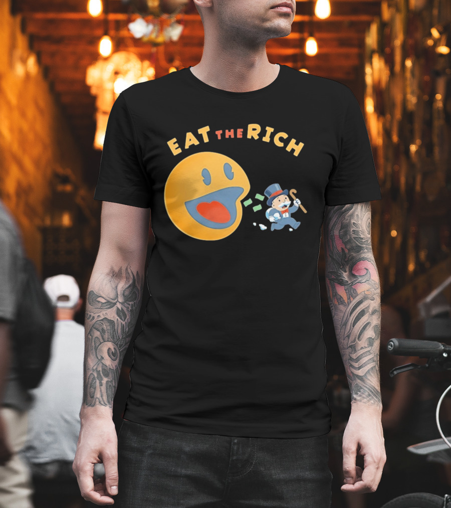 Eat The Rich Monopoly Man Pac Man Capitalism T-Shirt