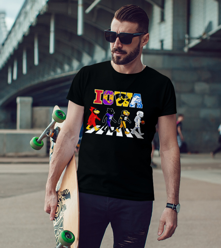 Iowa Mascots Abbey Road Walk Cardinals Panthers Bulldogs T-Shirt