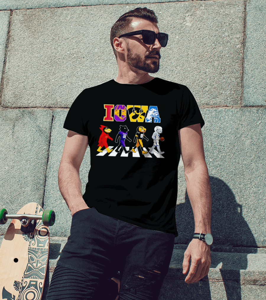 Iowa Mascots Abbey Road Walk Cardinals Panthers Bulldogs T-Shirt