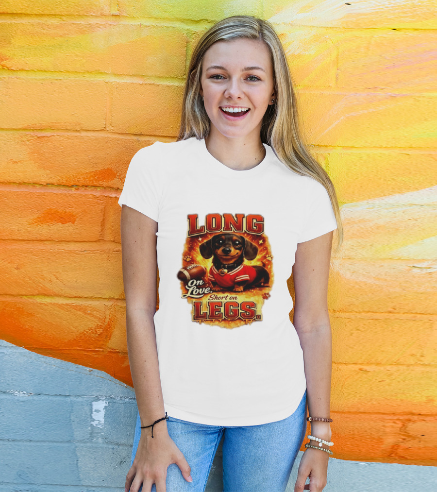 Dachshund Long On Love Short On Legs Football T-Shirt
