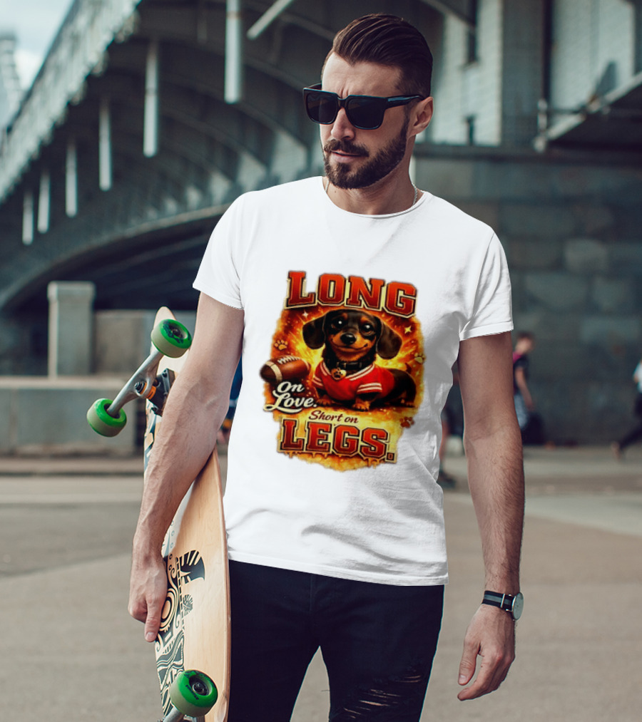 Dachshund Long On Love Short On Legs Football T-Shirt