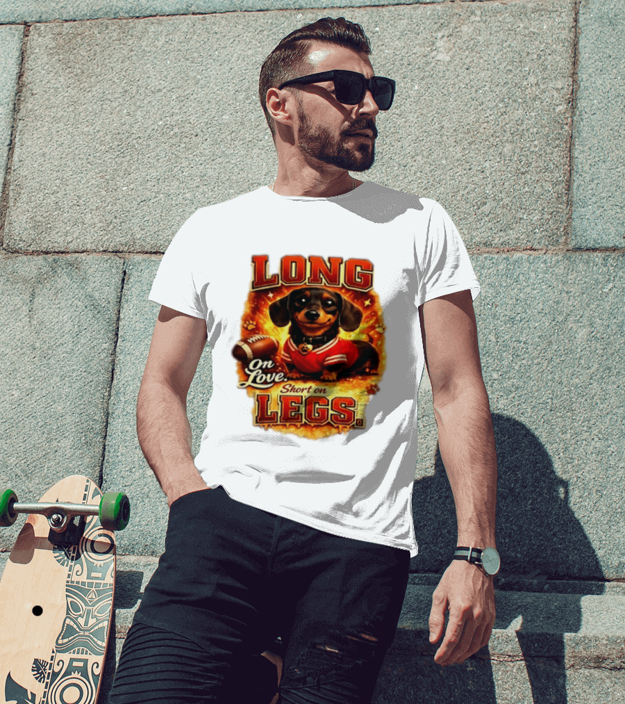 Dachshund Long On Love Short On Legs Football T-Shirt