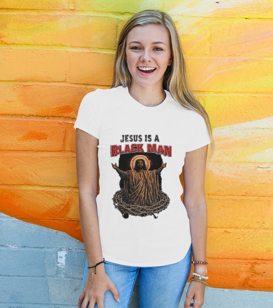 Jesus Is A Black Man With Thorns And Radiant Halo T-Shirt