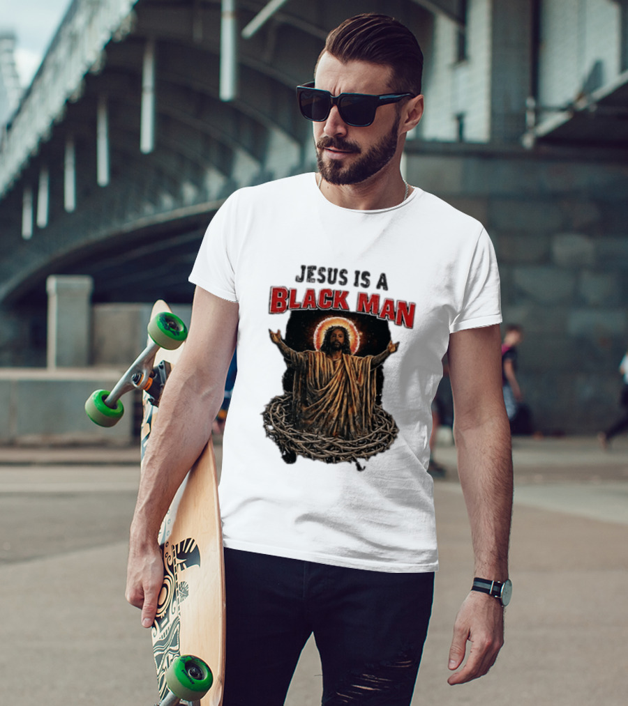 Jesus Is A Black Man With Thorns And Radiant Halo T-Shirt