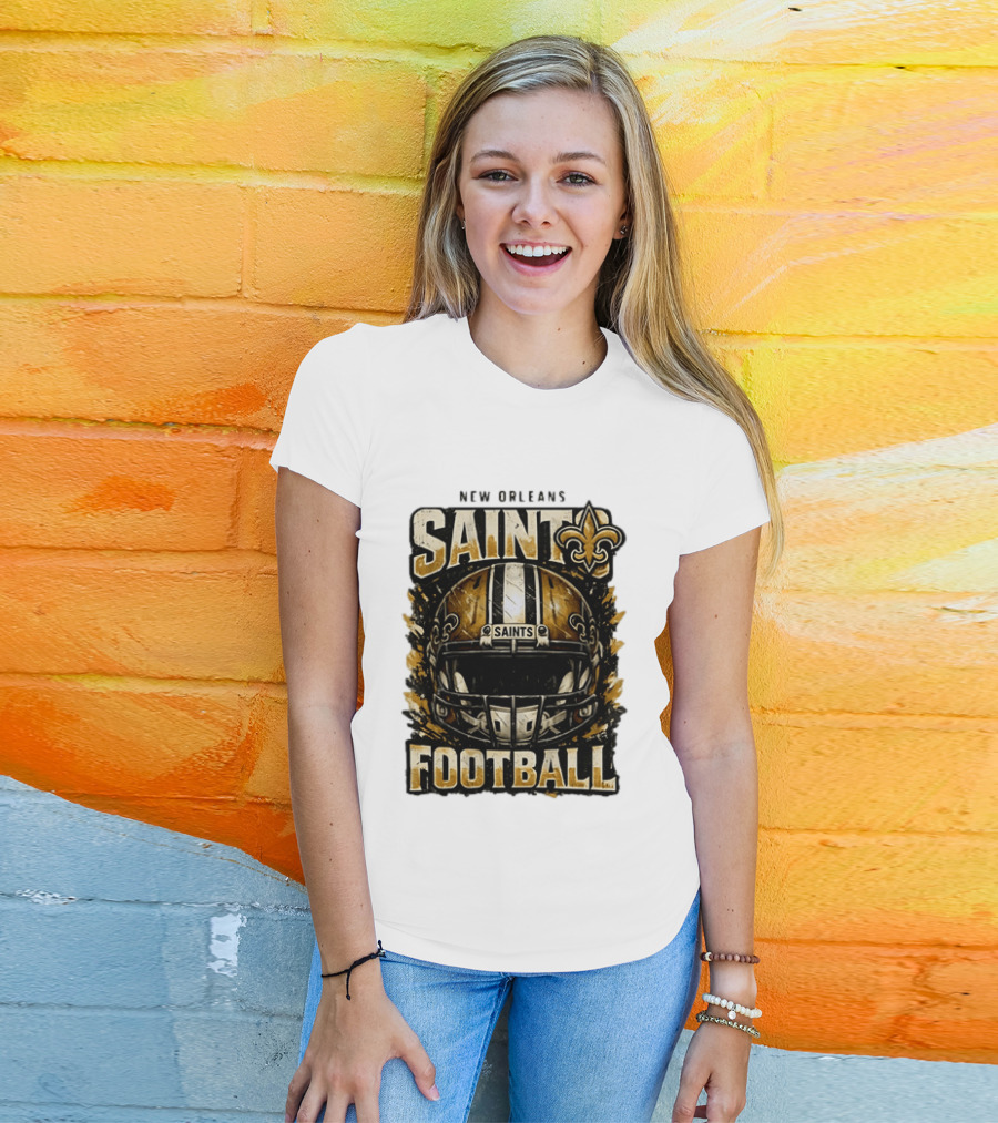New Orleans Saints Football Helmet Distressed Fleur De Lis T-Shirt