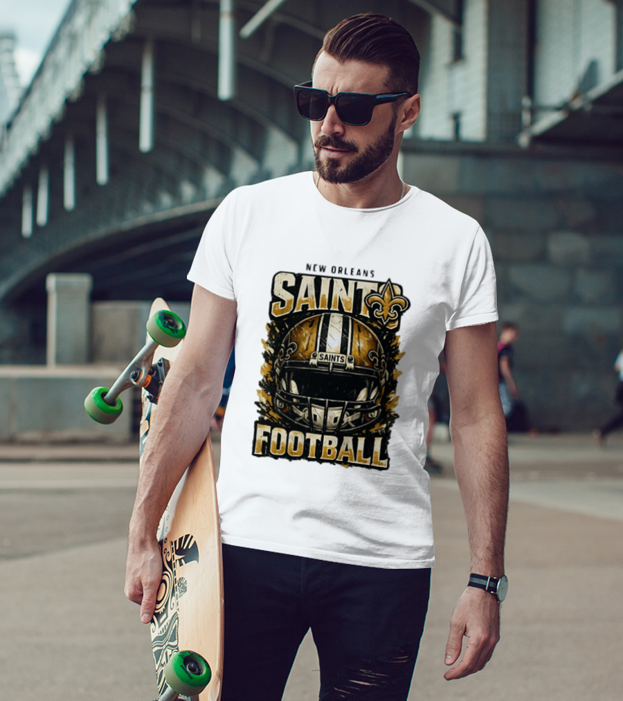 New Orleans Saints Football Helmet Distressed Fleur De Lis T-Shirt
