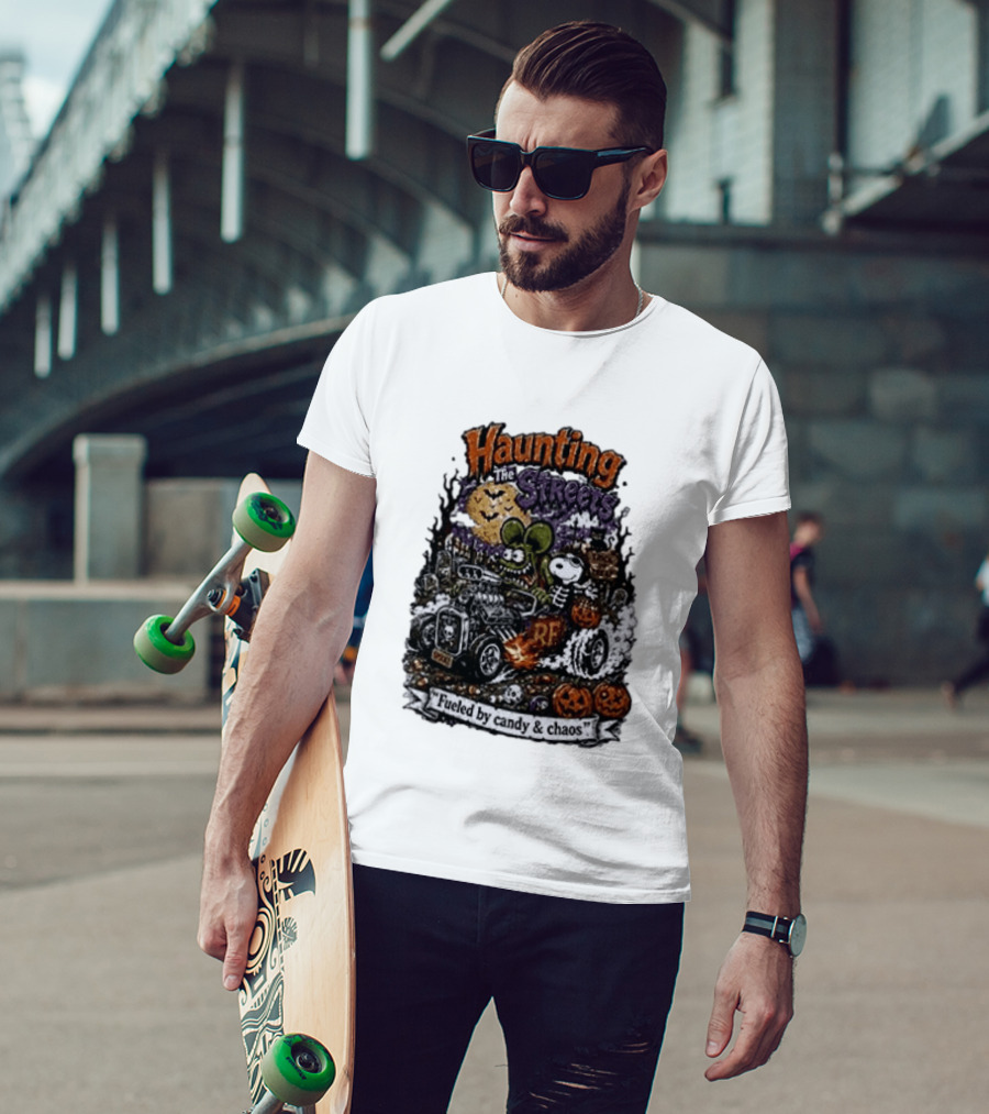 Peanuts Snoopy X Rat Fink Haunting The Streets Fueled By Candy & Chaos Halloween T-Shirt