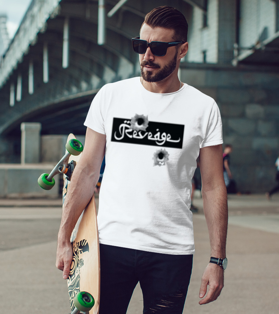 Revenge Arabic Text White Black Fusion T-Shirt