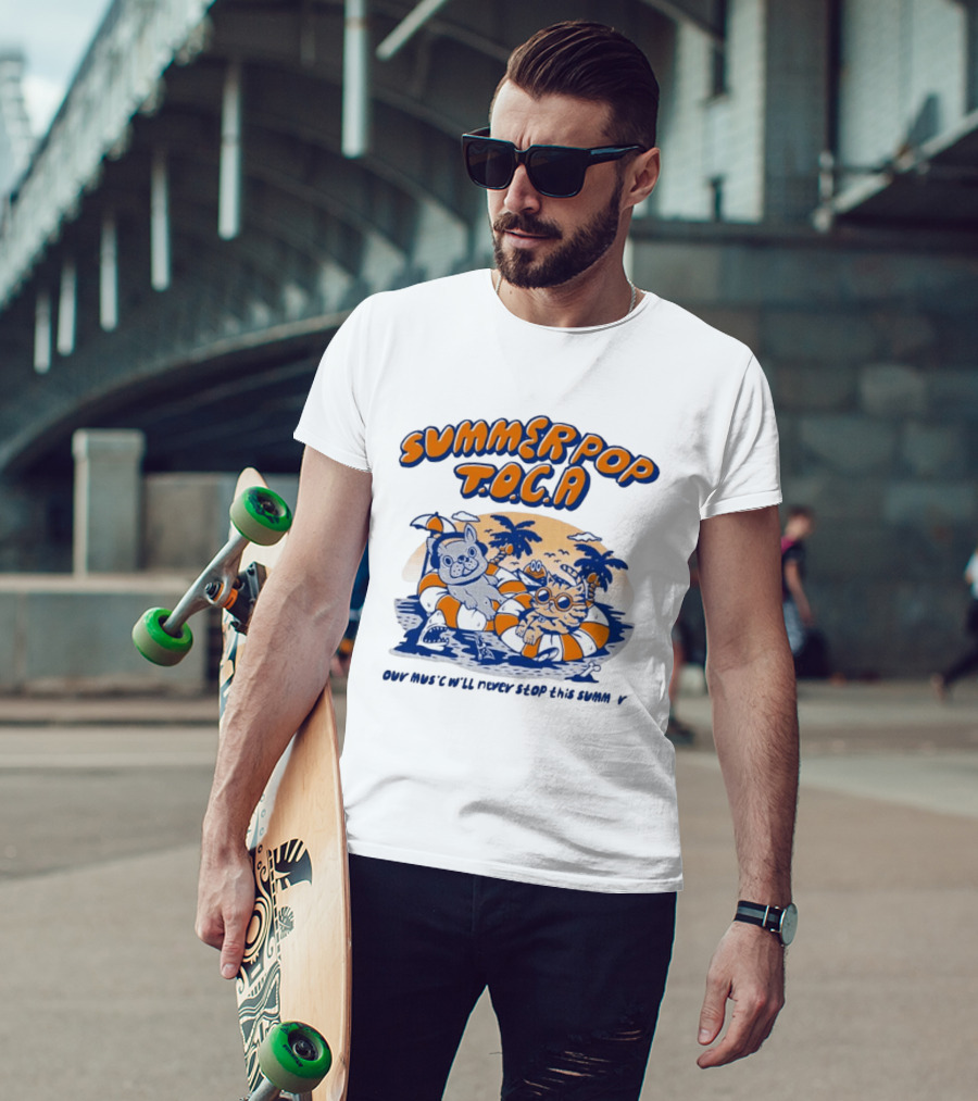 Summer Pop TOCA French Bulldog And Cat Endless Summer Music Vibes T-Shirt