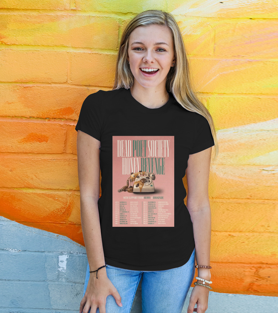 Dead Poet Society Honey Revenge 2026 USA Tour With Hunny And Broadside T-Shirt