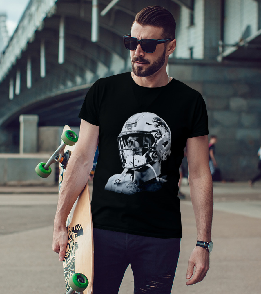 Detroit Lions Aidan Hutchinson Charcoal House Helmet Artistry T-Shirt