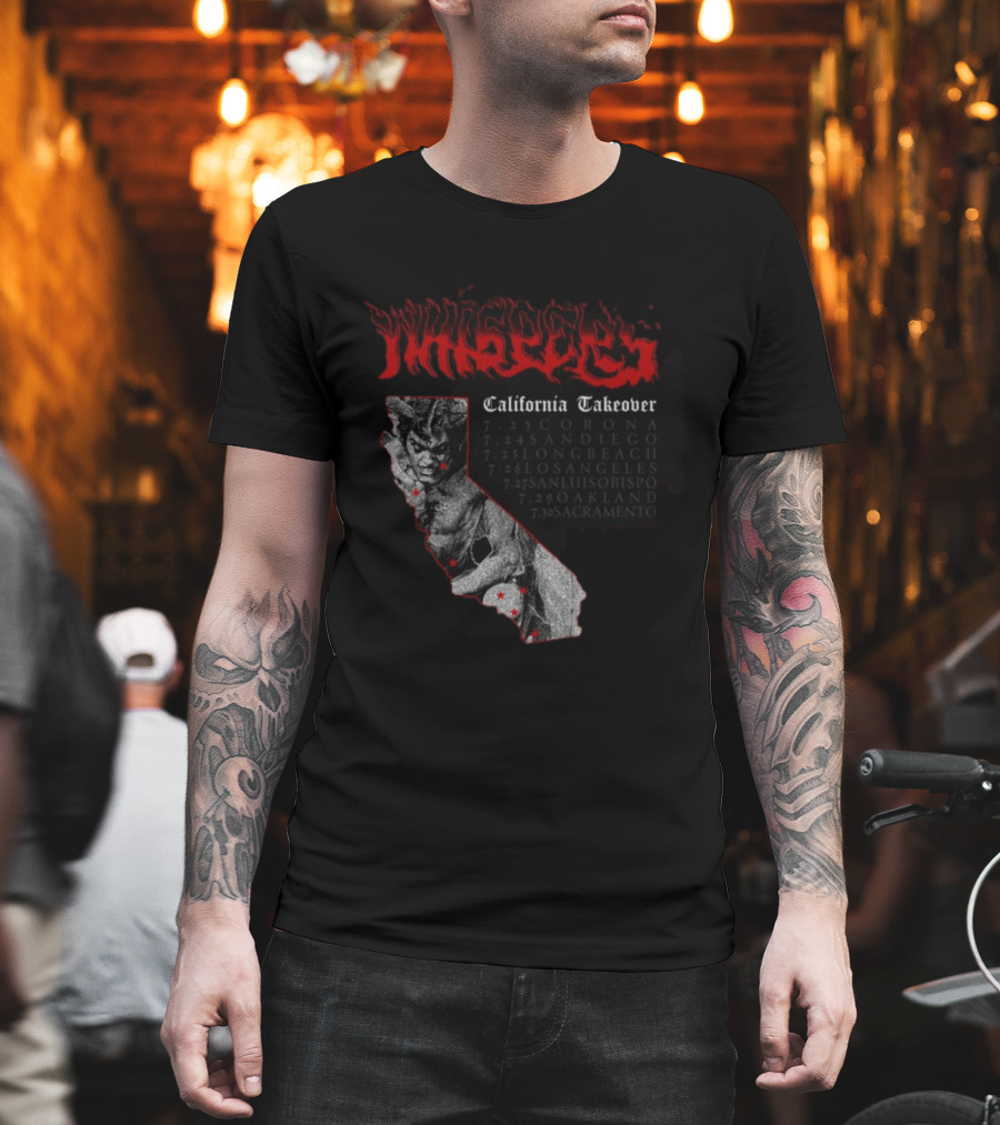 Pleasures Whispers California Takeover Tour Corona San Diego Long Beach Los Angeles San Luis Obispo Oakland Sacramento T-Shirt