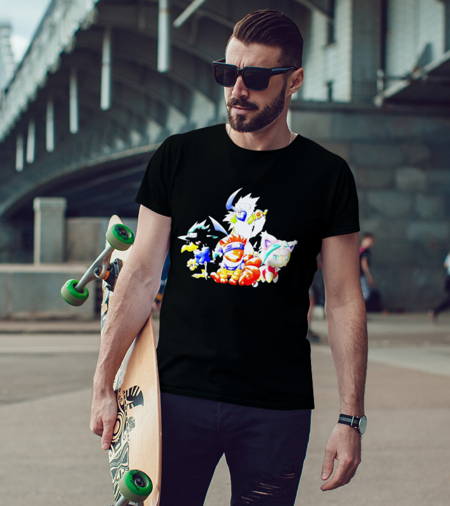Chibi Pokemon Naruto Crossover With Animal Characters T-Shirt