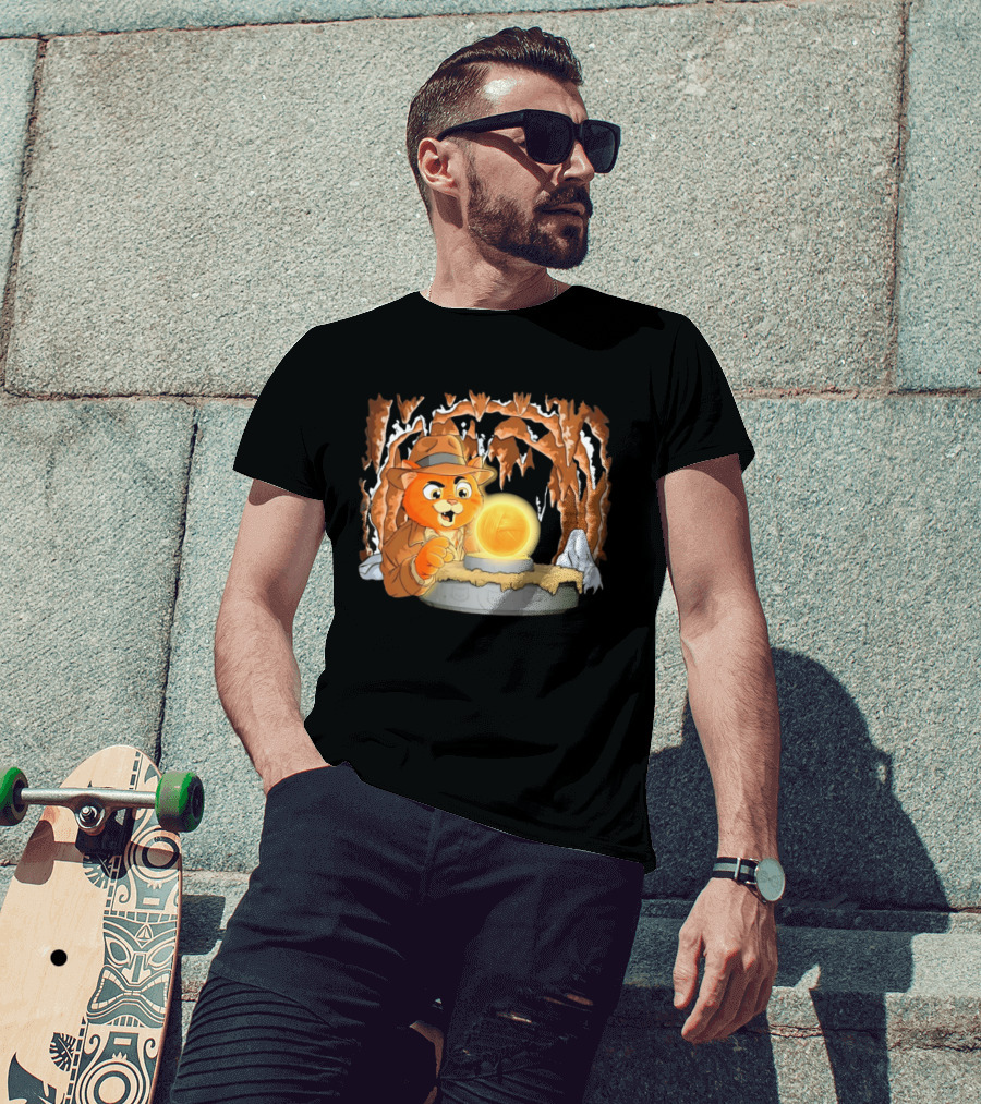 Raiders Of The Lost Yarn Cat Indiana Jones Golden Ball Relic Adventure T-Shirt
