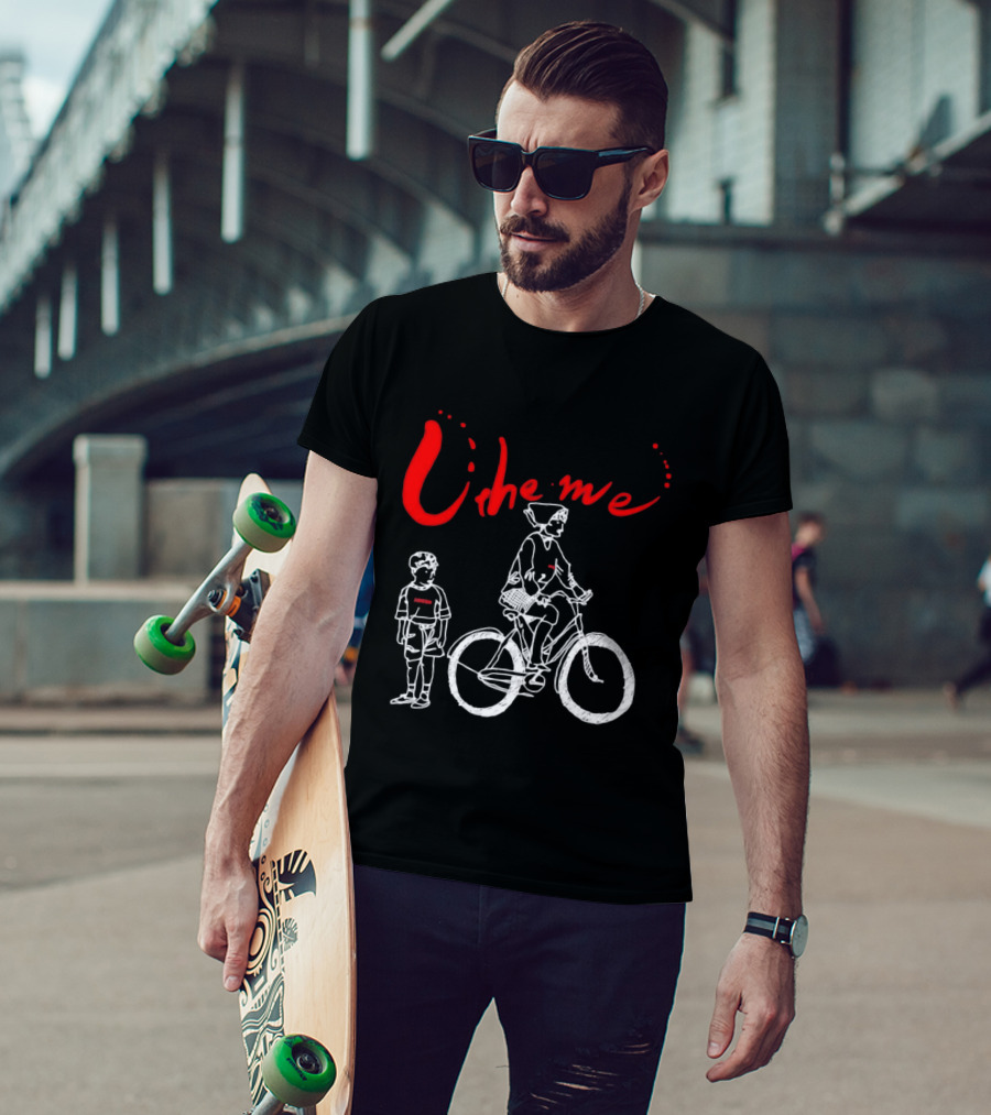 Utheme Rider And Standing Boy Cycling Sport Scene T-Shirt