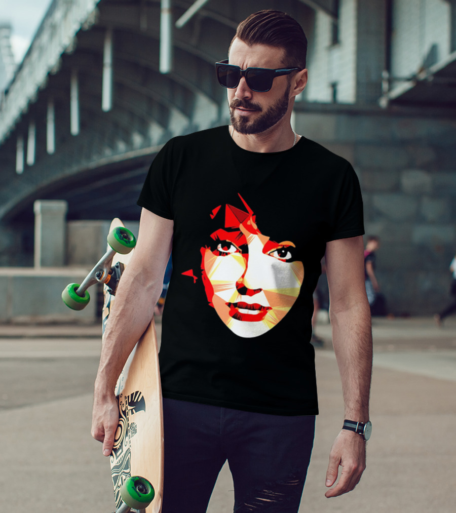 Kate Bush Geometric Pop Singer Red Orange Faceted T-Shirt