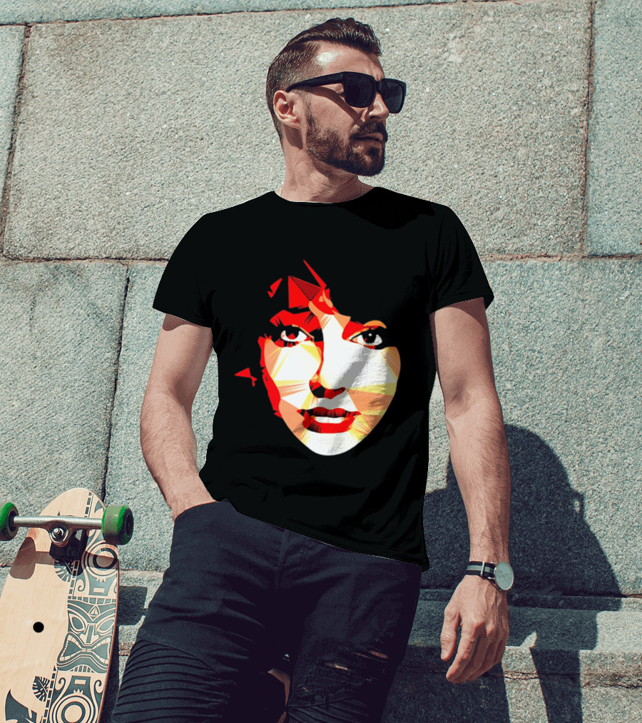 Kate Bush Geometric Pop Singer Red Orange Faceted T-Shirt