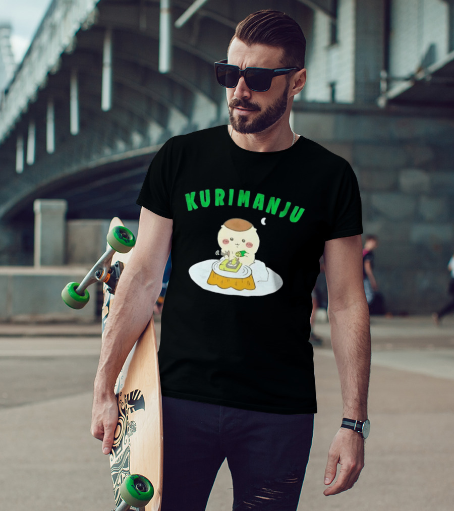 Kurimanju Chiikawa Eating At Night On Tree Stump T-Shirt