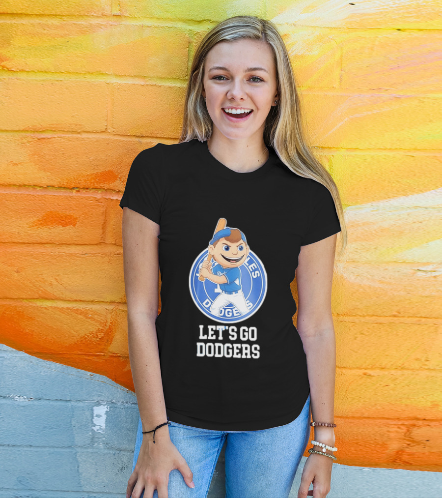 Los Angeles Dodgers Let's Go Dodgers Cartoon Character Baseball Bat T-Shirt
